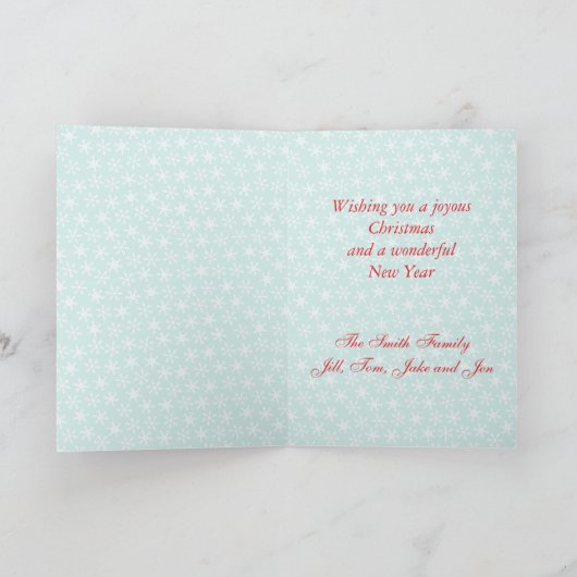 それ挨拶状割り当てられる|の休日の写真の雪が降るため シーズンカード (内部)