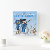 それ正方形の柱時計割り当てられる雪だるまの雪が降るため スクエア壁時計 (ホーム)