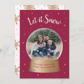 それ赤い雪の地球のクリスマスの写真カード割り当てられる雪が降るため シーズンカード (正面/裏面)