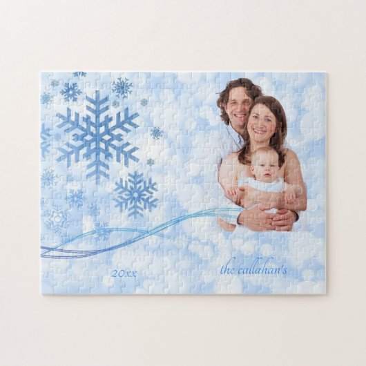 それ青いパズル割り当てられる雪が降るため ジグソーパズル (横)