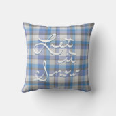 それ青い格子縞割り当てられる-雪が降るため クッション (裏面)