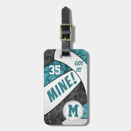 それ！女子得ティール（緑がかった色）ブラックバレーボールチームカラー ラゲッジタグ