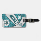 それ！女子得ティール（緑がかった色）ホワイトバレーボールチームカラー ラゲッジタグ (正面横)