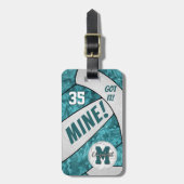 それ！女子得ティール（緑がかった色）ホワイトバレーボールチームカラー ラゲッジタグ (正面縦)