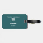 それ！女子得ティール（緑がかった色）ホワイトバレーボールチームカラー ラゲッジタグ (裏面横)