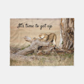 そろそろ文字でライオンの写真を撮る時間だ フリースブランケット (正面(横))