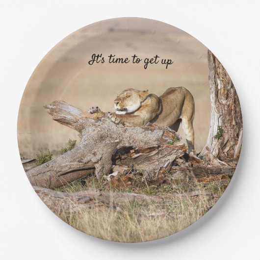 そろそろ文字でライオンの写真を撮る時間だ ペーパープレート (正面)