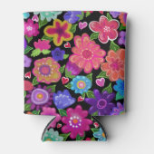 そんなかわいらし花が！複数色フローラアート 缶クーラー (正面)