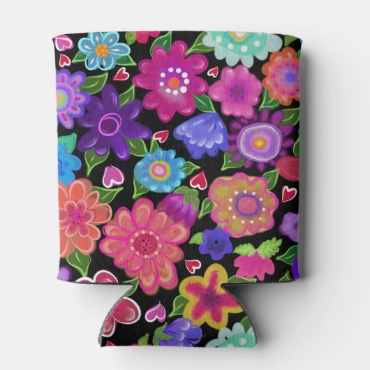 そんなかわいらし花が！複数色フローラアート 缶クーラー (裏面)