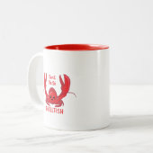 そんなに貝のかわいいロブスター漫画 ツートーンマグカップ (正面左)