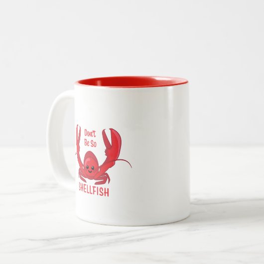 そんなに貝のかわいいロブスター漫画 ツートーンマグカップ (正面左)