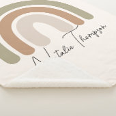 そんな可愛い水色パステルモノグラムの虹 シェルパブランケット (3/4)