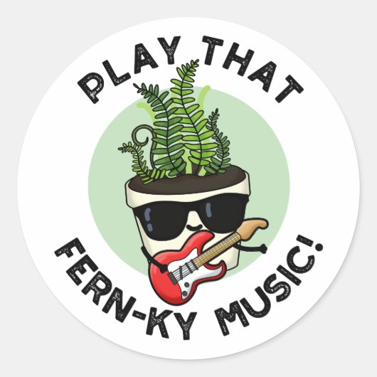 そ遊のFern-ky Music おもしろい Plant Pun ラウンドシール (正面)