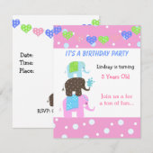 ぞうさんのタワーの誕生日招待状 招待状 (正面/裏面)