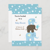 ぞうさん積み上げベビーシャワー招待状 招待状 (正面/裏面)