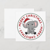 ぞうのクリスマス　雪　冬の動物　象 招待状 (正面/裏面)