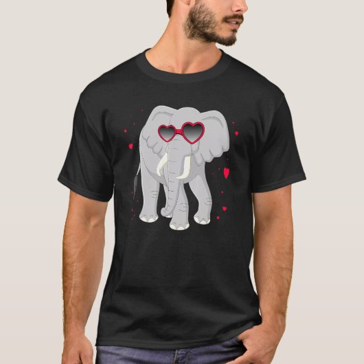 ぞうのハートグラス キッズぞうTシャツ バレンタイン Tシャツ (正面)
