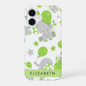 ぞうの模様、かわいい象、あなたの名前 iPhone 16ケース (裏面)