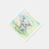 ぞうの1歳の誕生日 虹色の淡い色使い 男の子 スタンダードカクテルナプキン (角)