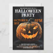 ぞっとするほどカッコイイかぼちゃのランタン ハロウィンパーティ 招待状 (正面)