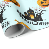 ぞっとするようなジャック・オ・ランタンのかぼちゃの家 ハロウィンのギフト ラッピングペーパー (ロールコーナー)