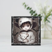 ぞっとするような小さな異人種の子供の大きな目をしたハロウィーン 招待状 (スタンド正面)