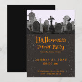 ぞっとするような心霊現象が起こる墓地でのハロウィンパーティー 招待状 (正面/裏面)
