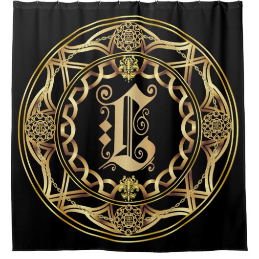 ぞんざいなモノグラムLシャワーは変更を着色しますカスタマイズ シャワーカーテン (正面)