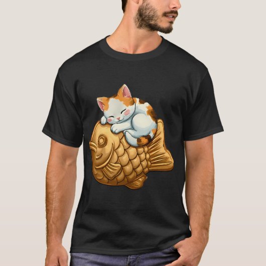 たい焼き猫 Tシャツ (正面)