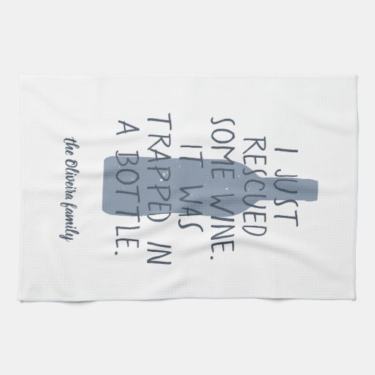 . .たおもしろいだ救出されたワインがボトルの苗字捕り キッチンタオル (横)