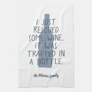 . .たおもしろいだ救出されたワインがボトルの苗字捕り キッチンタオル