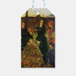 たき火で紅葉を集める少女たち ギフトタグ