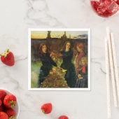 たき火で紅葉を集める少女たち スタンダードカクテルナプキン (インサイチュ)