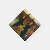 たき火で紅葉を集める少女たち スタンダードカクテルナプキン (角)