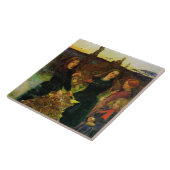 たき火で紅葉を集める少女たち タイル (側面)