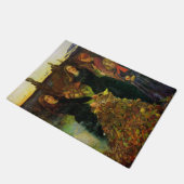 たき火で紅葉を集める少女たち ドアマット (アングル)