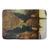 たき火で紅葉を集める少女たち バスマット (正面)