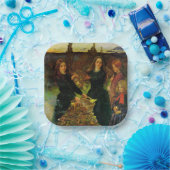 たき火で紅葉を集める少女たち ペーパープレート (パーティー)