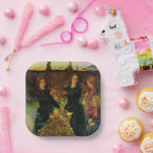 たき火で紅葉を集める少女たち ペーパープレート (パーティー)