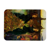 たき火で紅葉を集める少女たち マグネット (横)