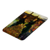 たき火で紅葉を集める少女たち マグネット (左側)