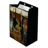 たき火で紅葉を集める少女たち ミディアムペーパーバッグ (裏面アングル)