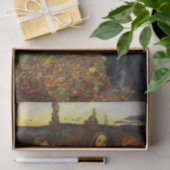 たき火で紅葉を集める少女たち 薄葉紙 (ギフト)