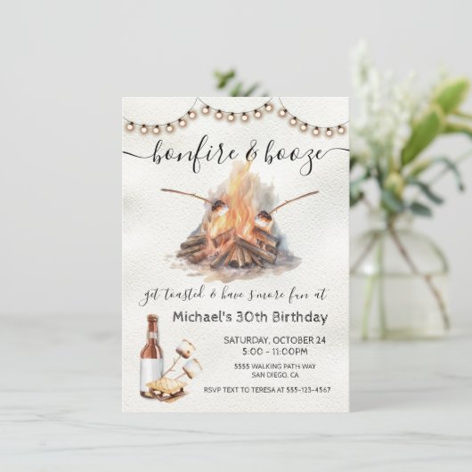 たき火と酒Sの暖炉の光の列 招待状 (スタンド正面)