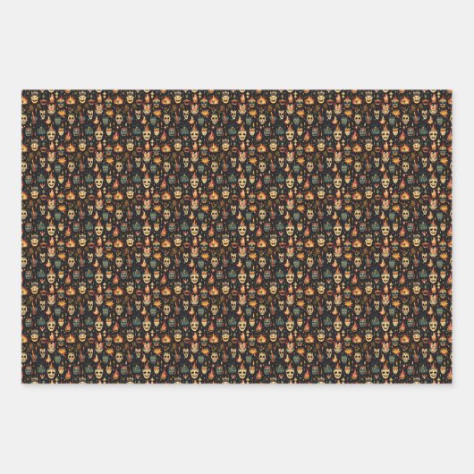 たき火の夜の統一された王国パターン4 ラッピングペーパーシート (正面3)