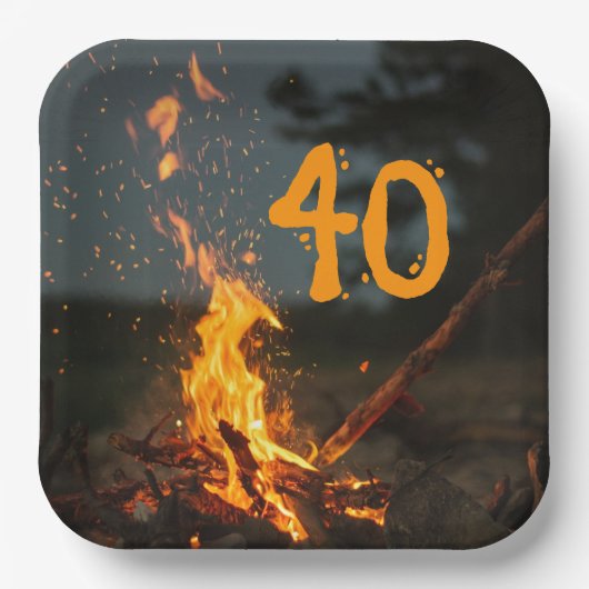 たき火の火花の誕生日パーティー ペーパープレート (正面)