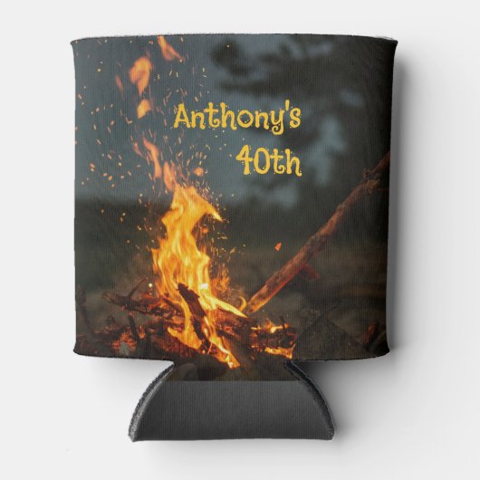 たき火の火花の誕生日パーティー 缶クーラー (正面)