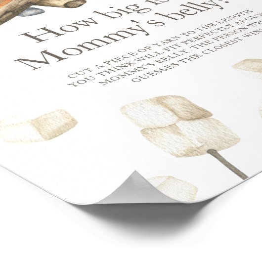 たき火の赤ちゃんシャワー – ママのお腹の大きさ ポスター (角)