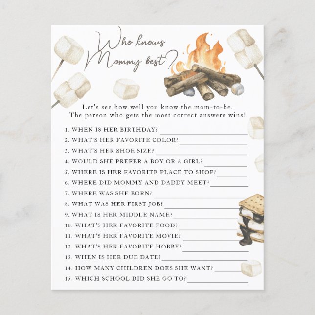 たき火の赤ちゃんシャワー – 誰がママを知最高のる (正面)