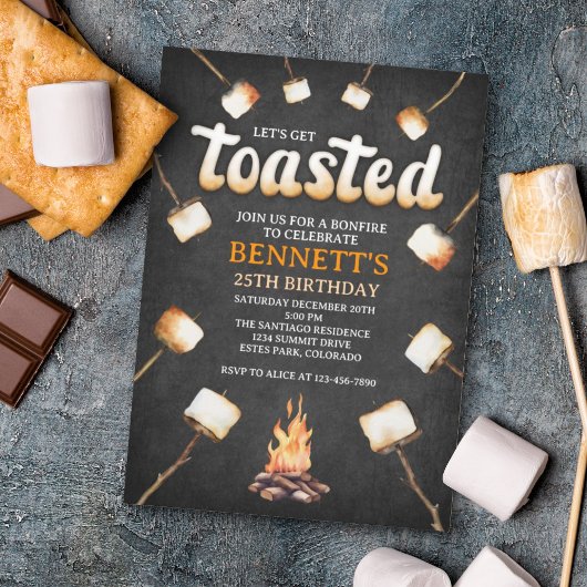 たき火トースト大人誕生日 招待状